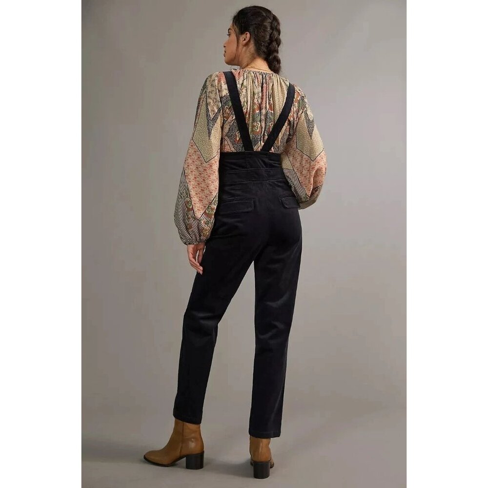 Anthropologie Buttoned Pinafore Corduroy Jumpsuit Overalls Size 10 Black - Picture 3 of 7